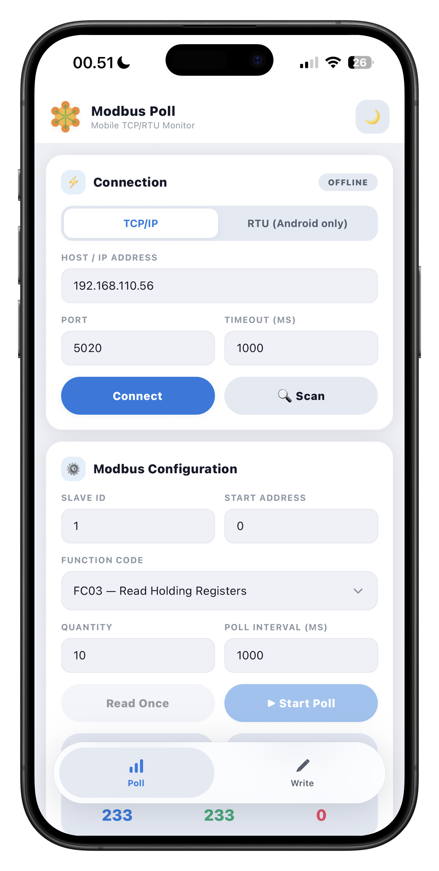 Modbus Poll — iOS & Android