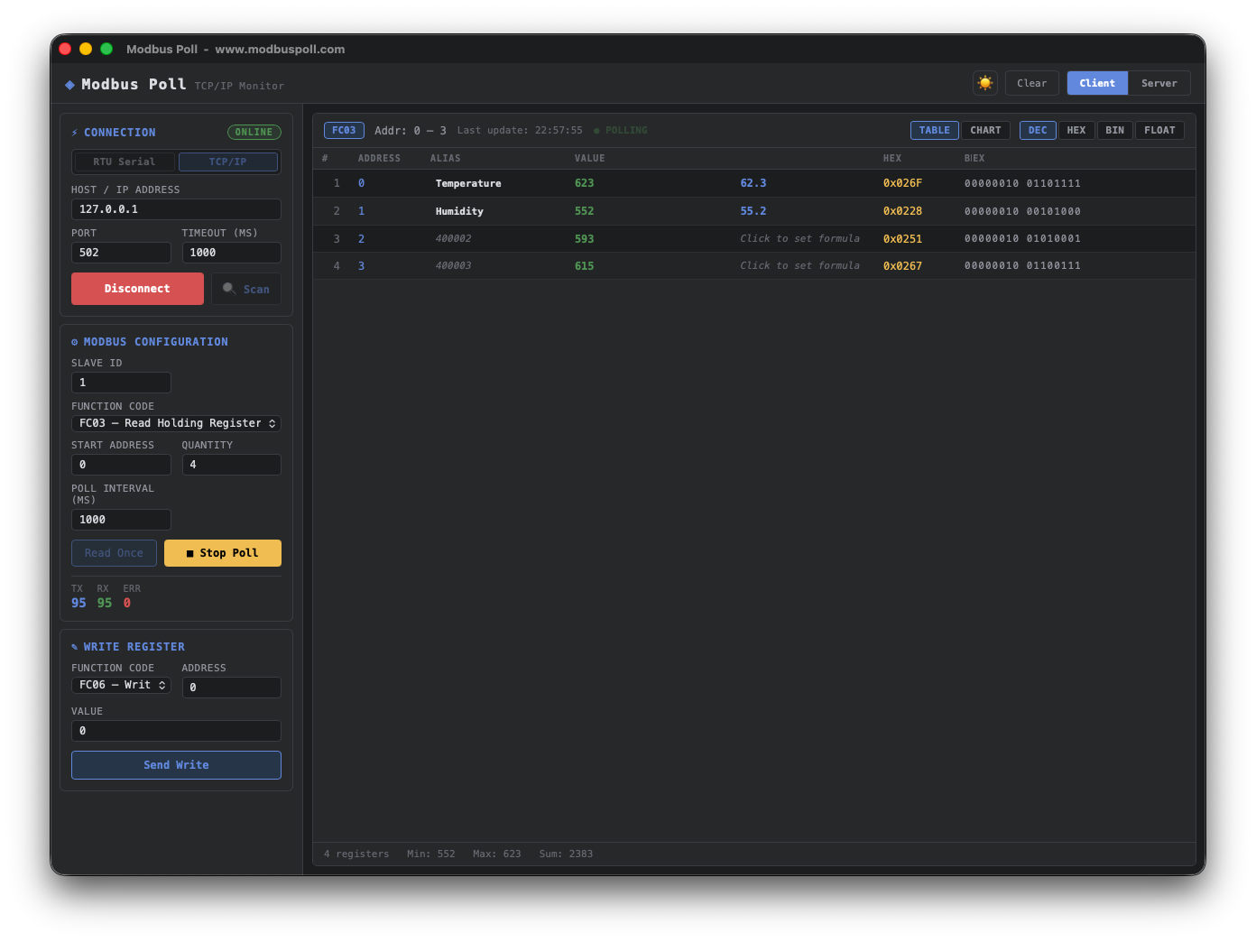 Modbus Poll — macOS